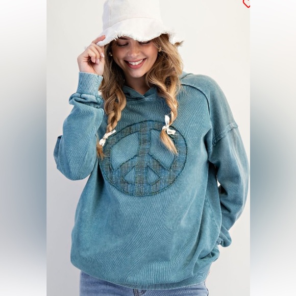 easel Tops - Easel Blue Peace Sign Hoodie